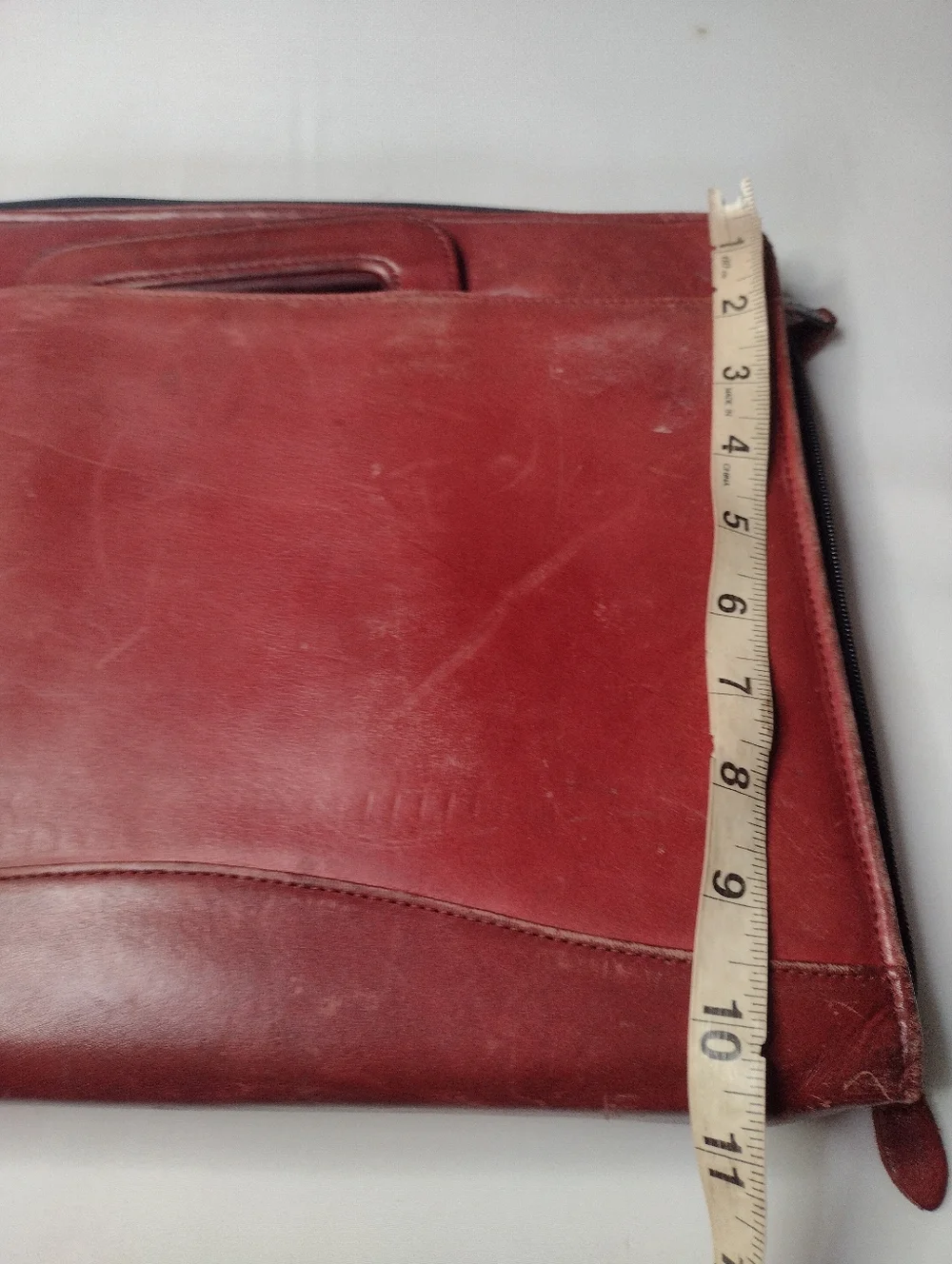 SCULLY 3-Ring Zip Red Distressed Leather Binder Planner Organizer Briefcase A12
